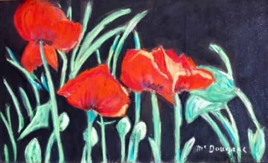 POPPIES, PASTEL, 9 X 12