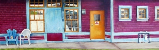 WAITING FOR THE TRAIN, PASTEL, 15 X 36