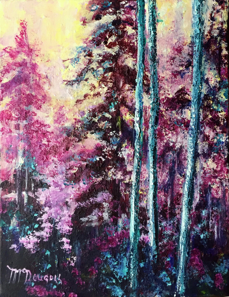 BIRCH TREES, ACRYLIC, 16 X 12,