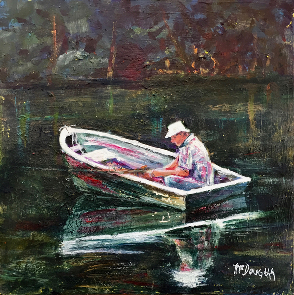 GONE FISHIN, ACRYLIC, 12 X 12