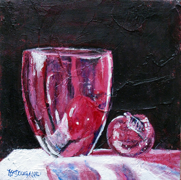 RED GLASS, ACRYLIC, 10 X 10